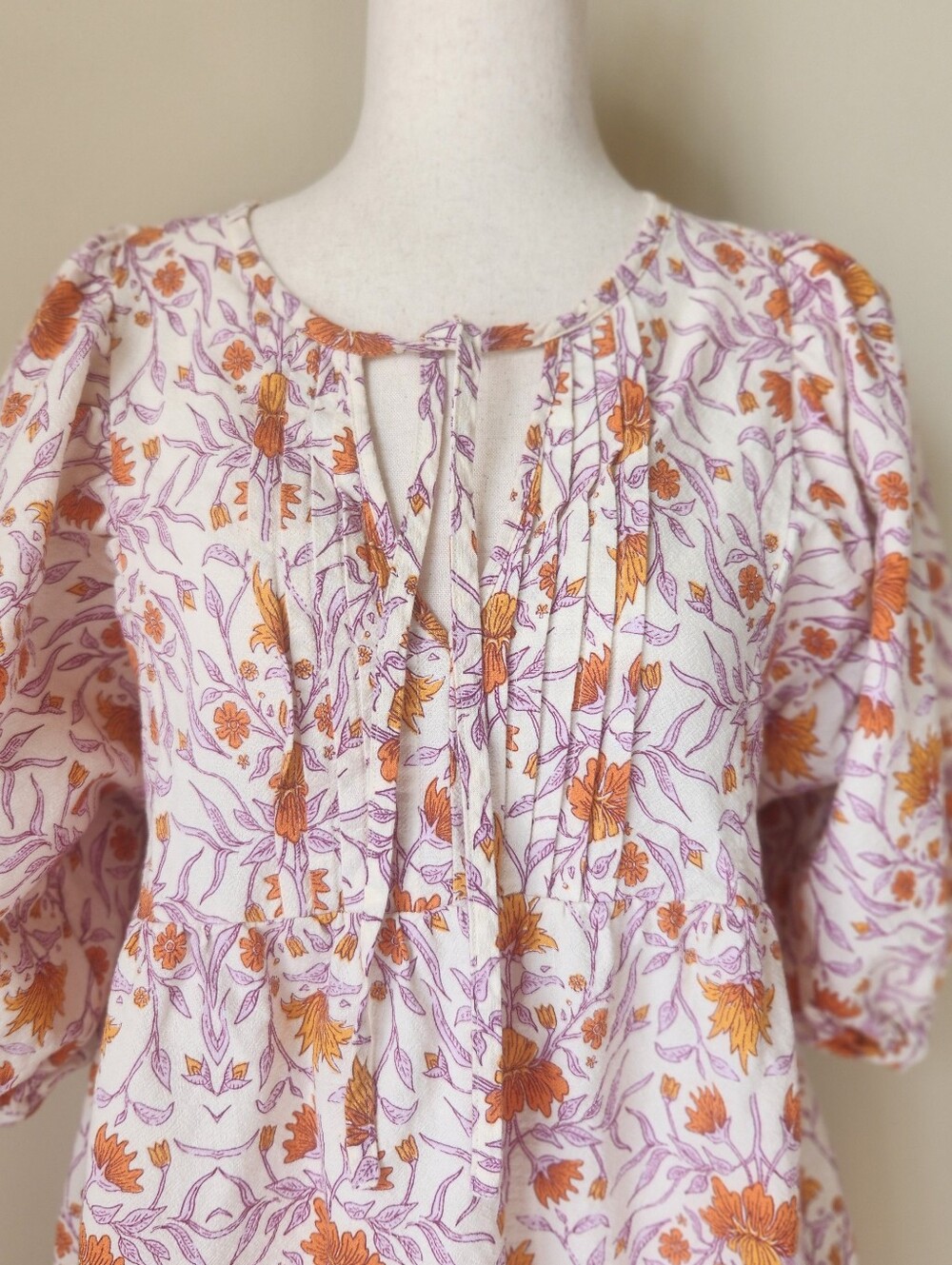 Universal Thread White Mini Dress with Orange and Lavender Floral Print